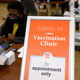 A sign announcing the beginning of immunizations against covid-19 at the Pittsburgh VA Medical Center on December 17, 2020 in Pittsburgh, Pennsylvania.